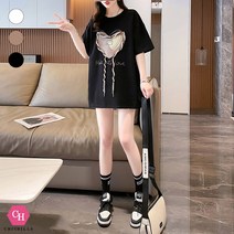 시크힐즈 유니크 로프 하트 루즈핏 티셔츠 02300