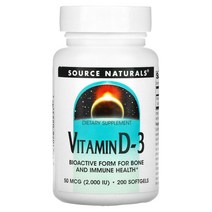 Source Naturals 비타민 D-3 2 000IU 200정, 120개