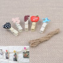 나무집게 마끈 세트 러브 10P 카드장식집게 메모걸이집게, 고양이 10P