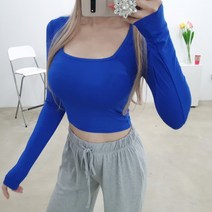 쫀쫀 스퀘어넥 비비드 크롭긴팔티 5색