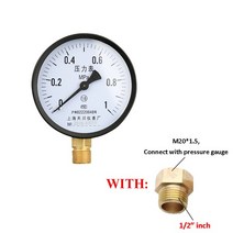 매니폴드 게이지 에어컨 물/공기/진공 압력 100mm 다이얼 가스 물 범용 미터 스레드 M20 * 1.5 단위 Mpa, [18] -0.1 - 1.5Mpa, [04] With 1-2 적응er