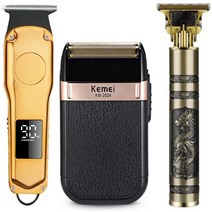 Kemei 전기 헤어 클리퍼 세트 무선 면도기 트리머 남성용 이발 커팅 머신 충전식 USB