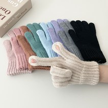 [당일출고/1+1할인] 파스텔 숏 골지 터치장갑 손가락 스마트폰 겨울 울 털 커플 방한 데일리 목도리