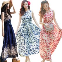 아로하스타일 쉬폰 민소매 나시 롱 원피스 OPS2110