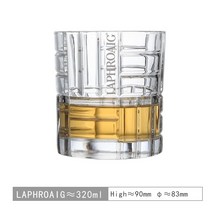 LAPHROAIG 라프로익 수평수직 패턴 핸드메이드 크리스탈 위스키 글라스 320ML, 1개