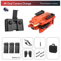 키덜트 2022 Xt8 미니 4k HD 드론 Wifi Fpv 공기 압력 고정 고도 Led 라이트 Rc Quadcopter 헬리콥터 선물 위한, 주황색-3 배터리