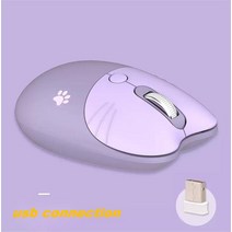 무선 무소음 게이밍 버티컬 마우스 2.4G 광학 귀여운 고양이 만화 음소거 컴퓨터 인체 공학적 미니 3D 오피스 아이 소녀 선물 PC 노트북, Purple