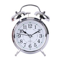 하루이 4인치 땡땡이 해머벨 알람시계, 실버