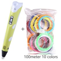 전문 인쇄 3d pen with 100 meter abs filament 3 d plastic caneta 3d pro for print birthday gifts stylo 3d, 100m 복근이 있는 노란색
