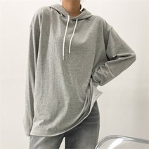 여자 옆트임 루즈핏 롱티 긴팔 후드 티셔츠