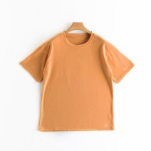 [마카롱면 티셔츠] 솔리드 컬러 여성 봄 여름 아우터 루즈한 바텀탑 라운드넥 풀오버 반팔 티셔츠