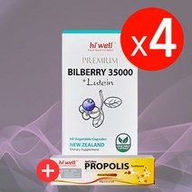 하이웰 프리미엄 빌베리 35000 + 루테인 10mg 60베지캡슐, 4개