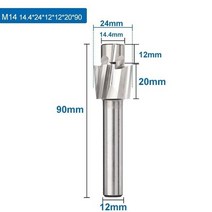 밀링커터날 공작 척 공구홀더 xcan 1pc 4 플루트 hss 카운터보어 엔드 밀 m3 2-m20 나무금속 드릴링 카운터보어 밀용 파일럿 슬로팅 비트 밀링 커터, 14.4x24x12x12x20x90
