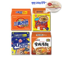 순~한 라면모음 진라면+5 안성탕면+5 삼양라면+5 스낵면+5 (총20봉) 햇반210g 증정, 1세트