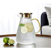 LEYDUN 대용량 스텐 뚜껑 내열유리 물병 2000ml, 아이스팟1900ml