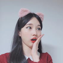 귀여운 고양이 동물 머리띠, 2.크림 머리띠, 핑크