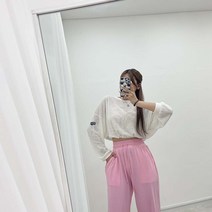 5칼라 린넨 패치 스트링 크롭 긴팔 티셔츠