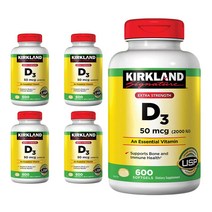 커클랜드 [5개 SET] 비타민 D3 2000 IU 600정 (소프트젤) Kirkland Signature Vitamin 600Sgels, 1개