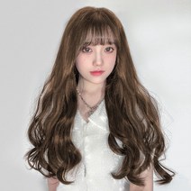 뿌이뿌이가발 아이롱 웨이브 10피스 붙임머리 부분가발 똑딱이 여자 긴머리 펌 헤어, 밀크브라운