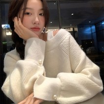 골지 오픈숄더 오프숄더니트 루즈핏 싱글 숄더 소프트