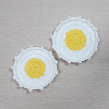 손뜨개 티코스터 코바늘 컵받침, 와인색