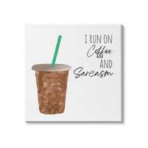 Stupell Industries Run On Coffee and Sarcasm 재미있는 음료 문구 Jennifer McCully 디자인 캔버스 벽 아트 91.4 x 91.4cm3