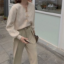 셀러허브_여성트랜드패션 진샤릿 네크 오프라인 골드 니트