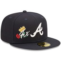 New Era 애틀랜타 브레이브스 59FIFTY 4X 월드 시리즈 챔피언 크라운 레트로 핏 캡 모자, 01 7 5/8