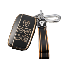 굿카굿즈 랜드로버 재규어 스마트 차 키케이스 골드라인 키홀더, 유광블랙, A타입