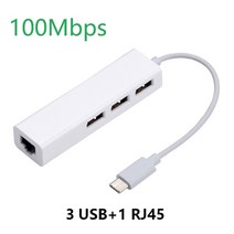 랜카드 usb 이더넷 3 포트 usb 허브 2.0 rj45 lan 네트워크 카드 어댑터, 협력사, C형 100mbps