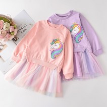 크리스탈하우스 여아 유니콘 맨투맨 레이스 원피스 [OPS830] 긴팔원피스