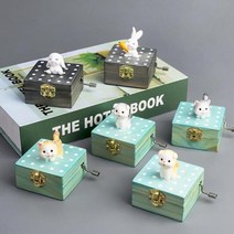 오르골 대만 보석함 제작 뮤직 박스 핸드 크랭크 동물 동상 빈티지 절묘한 새겨진 우드 여자 친구