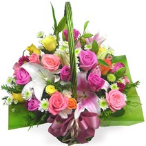 꽃뜨랑 생화꽃바구니 케익 생일선물 개업꽃 축하선물 전국당일꽃배달, B07 파스텔혼합