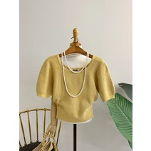헤넨 퍼프소매 유넥 반팔 니트(5color)국내제작