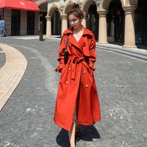 여성 바바리 허리벨트 트렌치코트 베이지 여 미디엄 키 봄가을 고급감 러블리