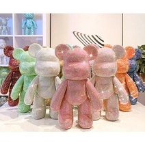 유의미한 큐빅베어 23cm diy 보석십자수 브릭 키트 핸드메이드, 3.젤리 베이비핑크 23cm