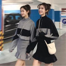 F02210 나그랑소매 앞지퍼 큐티원피스 미니원피스