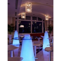 LED 발광 테이블 야외행사 연회 결혼식 테라스 스카이, 피크 바 테이블70x120cm 리모콘 색상조정