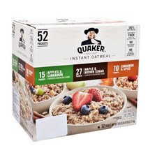 퀘이커 인스턴트 오트밀 플레이버 버라이어티 시리얼, 52팩, 39.5g