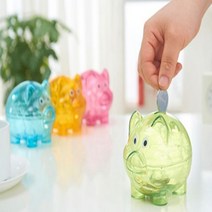 어린이 투명 돼지 저금통 플라스틱 비상금 동전통