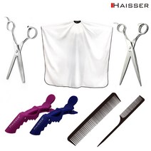 [헤이져] 헤어 이미용소품 이발도구세트 5종세트 커트보 가위 집게 빗