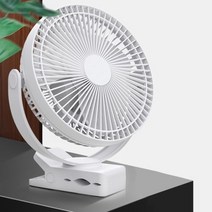 ATEnge 8 inch 탁상용 집게형 USB 충전식 선풍기 에어 서큘레이터 저소음 소형 선풍기, 화이트