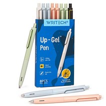 Writech 젤 펜 파인 포인트: 0.5mm 번짐 및 없음 검정 잉크 저널링 스케치 드로잉 메모 작성 개폐식 추가 포인트 부드러운 쓰기 무음 세트 비 8ct 업