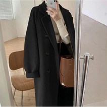 Momolatti 여성용 베이직 루즈핏 로로렐 모직 롱 코트