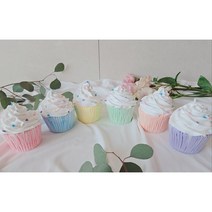 레이보우 생크림 클레이 머핀 컵케이크 모형 케잌모형 데코레이션 파티 스튜디오 촬영 소품, 그린