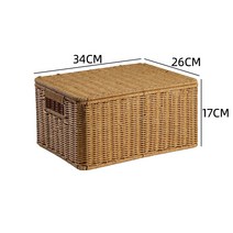 라탄서랍장 라탄 빈티지 안방 다용도실 와이드 작은 kens 대용량 보관 수납함 서랍장, 라이트 커피 색상 342617cm, 모조 등나무 뒤집기