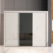 대도갤러리 키높이 클래시 9자 슬라이딩옷장, 07_흑경1개+화이트(유광)2개