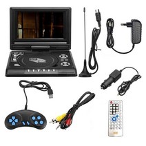 휴대용 DVD 플레이어 소형 미니 자동차 7.8 인치 tv 홈 dvd hd vcd cd mp3 hd dvd usb sd 카드 rca 케이블 게임 16:9 lcd 화면 34, 검은 색