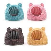 골든키 라탄 고양이집 하우스 귀쫑긋 숨숨집, 핫핑크