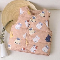 키즈프렌드 아동 경량 와플 고양이 패딩 조끼